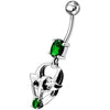 Trendy Jeweled Gothic Skull Belly Ring - Stylish 14g Silver Dangle Jewelry