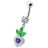 Heartfelt Elegance: White Jeweled Dangling Belly Ring for Trendy Shoppers