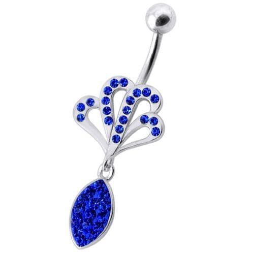 Trendy Jeweled Rasta Belly Ring with Dazzling Pot Charm - 14g 316L Steel