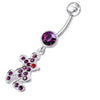 Trendy CZ Silver Belly Ring: Dazzling Dangling Navel Jewelry for Chic Style