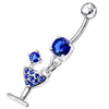 Trendy Jeweled Banana Bar Belly Ring - Stylish 14g Sterling Silver Charm