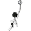 Stunning Sterling Silver Single Stone Dangling Belly Ring - 14g Elegance