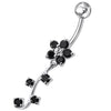 Elegant Silver Flower Belly Ring - Sterling Chic & Trendy Body Jewelry