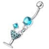 Trendy Jeweled Banana Bar Belly Ring - Stylish 14g Sterling Silver Charm