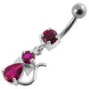 Trendy Jeweled Silver Banana Bar Belly Ring - Dazzle Your Midriff!