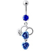 Elegant Silver Jewel Belly Ring: Dazzling Cubic Zirconia Charm