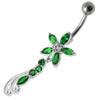 Radiant Sterling Silver Jeweled Flower Belly Ring - Trendy 14g Navel Jewelry