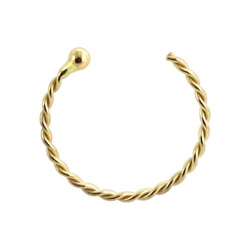 Trendy 9ct Gold Twisted Hoop Nose Ring - Elegant & Eye-Catching Accessory!