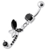 Trendy Sterling Silver Butterfly Belly Ring with Sparkling Zirconia Charm