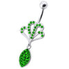 Trendy Jeweled Rasta Belly Ring with Dazzling Pot Charm - 14g 316L Steel