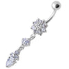 Trendy Fancy Flower Banana Belly Ring - 316L Steel & Sterling Silver Charm