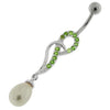 Trendy Jeweled Pearl Belly Ring - Stylish Silver Curved Bar Jewelry