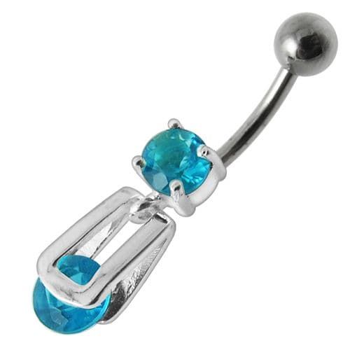 Trendy Silver Jeweled Dangling Belly Ring - Elevate Your Style!