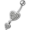 Trendy Silver Heart Belly Ring: Dazzling Dangling Design for Stylish Shoppers