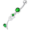 Vibrant Jeweled Flower Belly Ring ? Stylish Silver & Surgical Steel Design