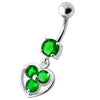 Elegant Jeweled Silver Heart Belly Ring - Surgical Steel & Sterling Silver