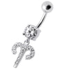 Trendsetting Jeweled Dangling Belly Ring - 316L Steel & Sterling Silver Charm