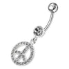 Trendy Silver Logo Curved Belly Ring - Stylish 316L Surgical Steel Charm