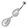 Trendy Pear-Shaped Jeweled Belly Ring - Stylish 14g Surgical Steel!