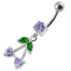 Stunning Double Heart Dangle Belly Ring - Jeweled Surgical Steel Body Jewelry