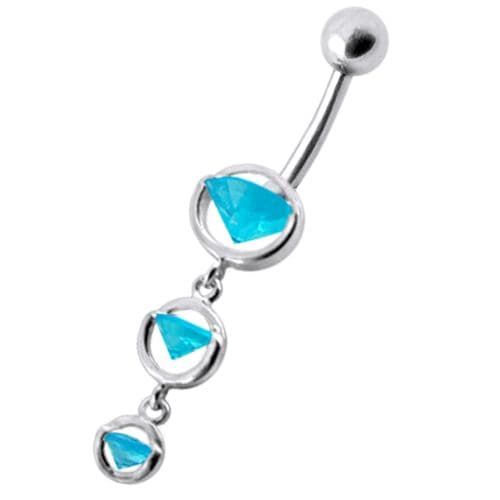 Trendy Studded Dangling Belly Ring - Stylish 14g Sterling Silver Charm!