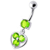 Elegant Jeweled Silver Heart Belly Ring - Surgical Steel & Sterling Silver