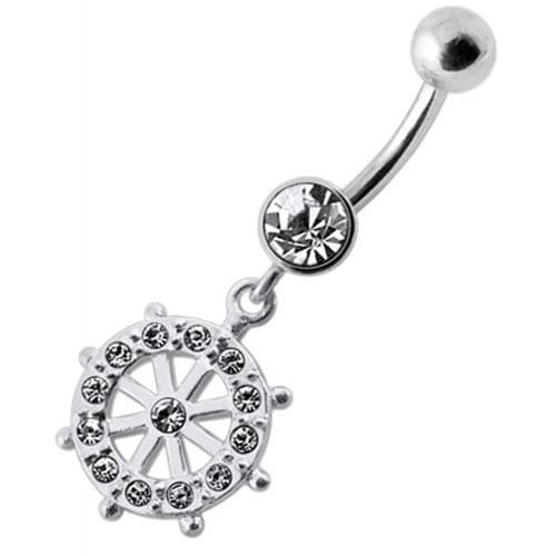 Trendy CZ Jeweled Circle Dangling Banana Belly Ring - Shop Now!