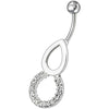 Elegant Pear Jeweled Round Dangling Belly Ring - Sparkle with Style!