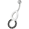 Elegant Pear Jeweled Round Dangling Belly Ring - Sparkle with Style!