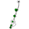 Elegant Jeweled Heart Belly Ring - 14g Surgical Steel & Sterling Silver Charm