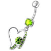 Trendy Jeweled Heart Belly Ring - Stunning 316L Steel & Sterling Silver Charm