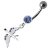 Sparkling Jeweled Pigeon Belly Ring - Elegant Surgical Steel & Sterling Silver