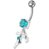 Stunning Sterling Silver Single Stone Dangling Belly Ring - 14g Elegance