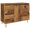 Rustic Charm: 80cm Engineered Wood Bathroom Cabinet in Old Wood Finish