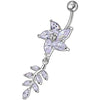 Jeweled Floral Dangling Belly Ring - Sterling Silver & Surgical Steel