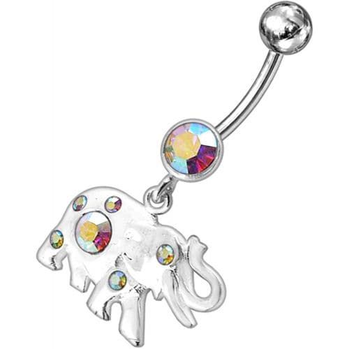 Sparkling Jeweled Elephant Belly Ring - Trendy 14g Surgical Steel Accessory