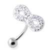 Elegant Jeweled Infinity Reverse Belly Ring - 316L Steel & Sterling Silver