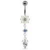 Trendy Fancy Flower Banana Belly Ring - 316L Steel & Sterling Silver Charm