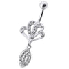 Trendy Jeweled Rasta Belly Ring with Dazzling Pot Charm - 14g 316L Steel