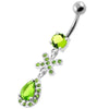 Charming 925 Silver Jeweled Tear Drop Belly Ring - Dazzle Your Style!