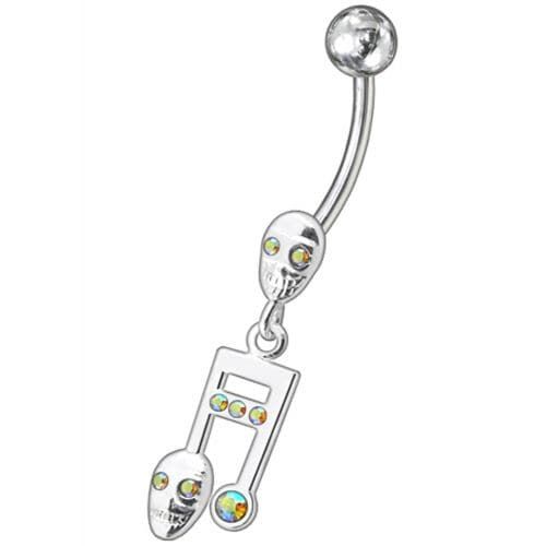 Chic Skeleton Jeweled Belly Ring - Trendy 14g Surgical Steel Body Jewelry