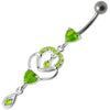 Trendy Jeweled Heart Banana Bar Belly Ring - Stylish Body Jewelry