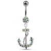 Elegant Anchor Belly Ring with Sterling Silver Charm & Sparkling Zirconia