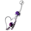 Trendy Jeweled Heart Belly Ring - Stunning 316L Steel & Sterling Silver Charm