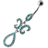 Trendy Jeweled Belly Ring - 316L Steel & Sterling Silver Elegance