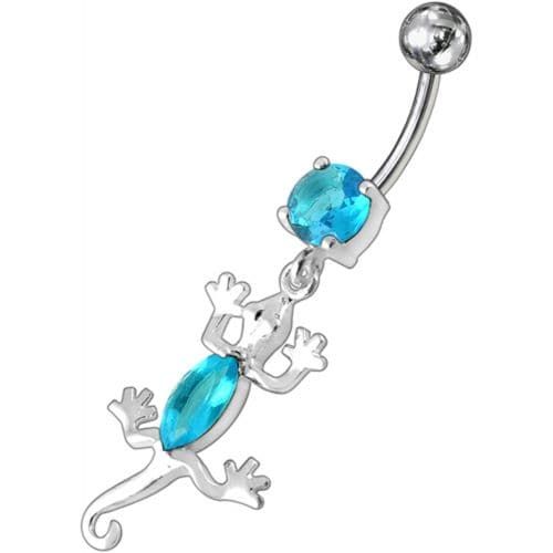 Trendy Jeweled Lizard Belly Ring - Stylish 14g Surgical Steel Body Jewelry