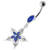 Glittering Star Silver Belly Ring - Surgical Steel & Sterling Silver Charm