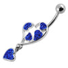 Trendy Heart & Banana Dangle Belly Ring: 316L Steel & Sterling Silver Charm