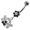 Blooming Elegance: Jeweled Flower Silver Belly Ring for Trendy Shoppers