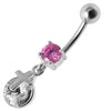 Stylish Sterling Silver CROSS Dangling Belly Ring - Trendy Body Jewelry